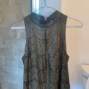 Black and gold lace mini dress
